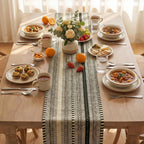 Artoid Mode Black Farmhouse Stripe Braided Table Runner 12x72 Inch
