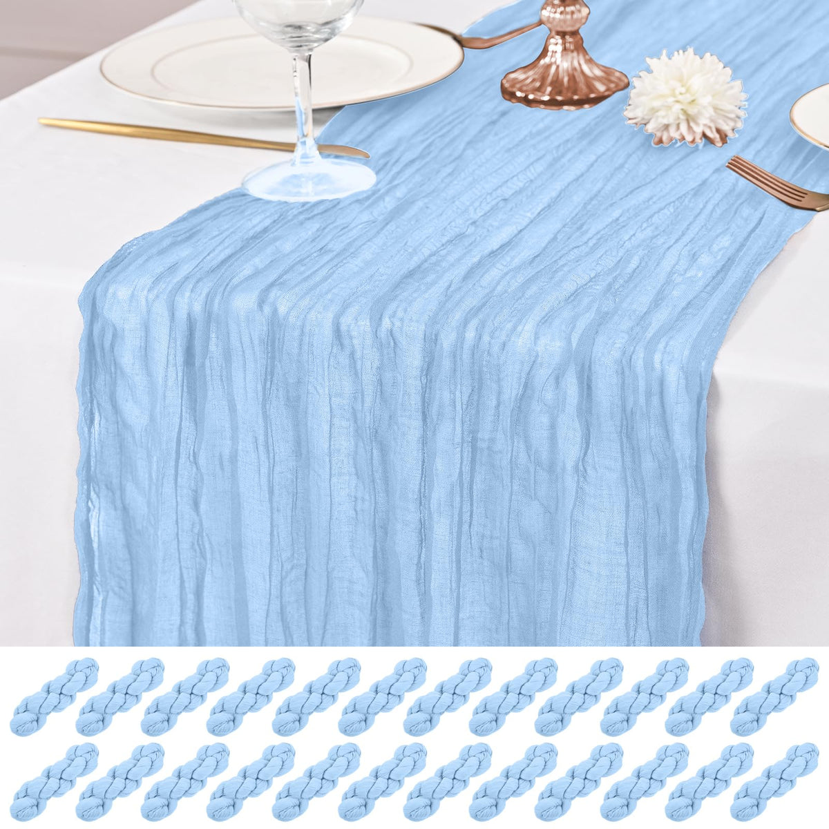 12 Pack Brown Table Runner 10Ft Cheesecloth Table Runner Rustic Gauze Table Runners Romantic Long Sheer Fabric Cheese Cloth Table Runners for Wedding Party Bridal Baby Shower