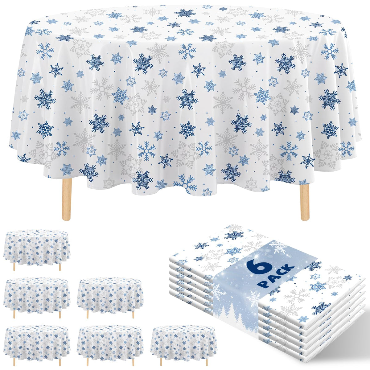 6 Pack Happy Birthday Plastic Tablecloths, 108" x 54" Rectangle Disposable Table Covers for Picnic Birthday Wedding Parties (Balloon)