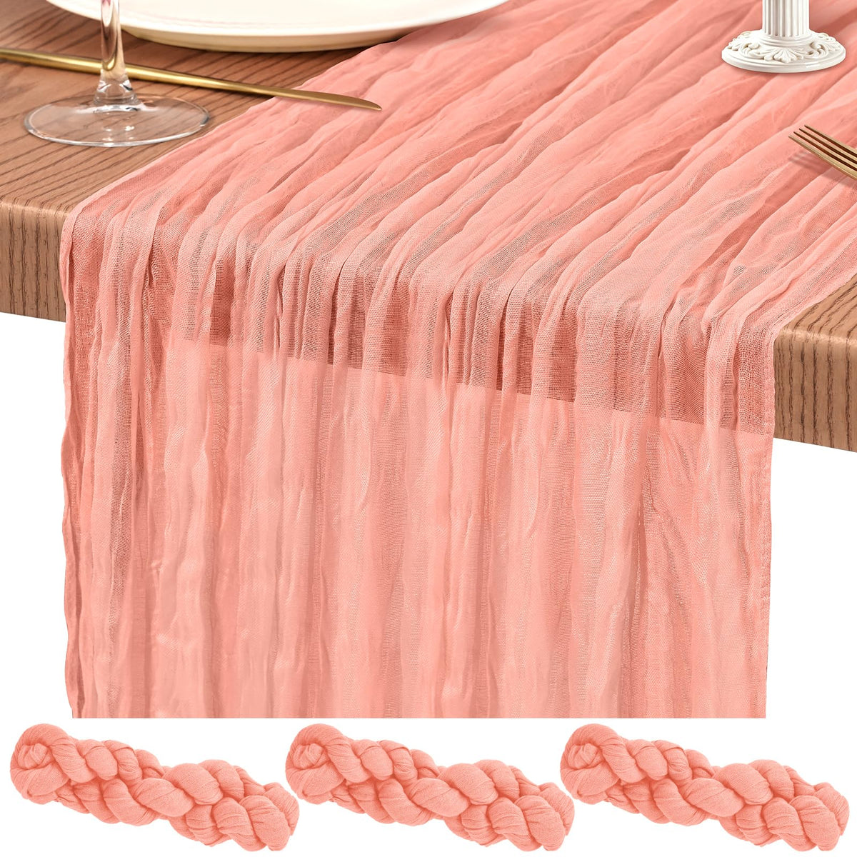 10 Pack Light Pink Cheesecloth Table Runner Wedding Birthday Table Decor
