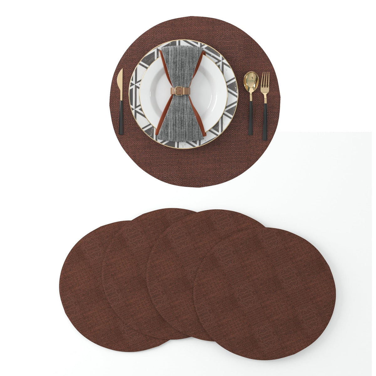 4 Piece 12 x 18 inch Soft Faux Linen Place Mats Heat Resistant Dining Table Place Mats Cloth Kitchen Table Mats 12x18 Dark Purple