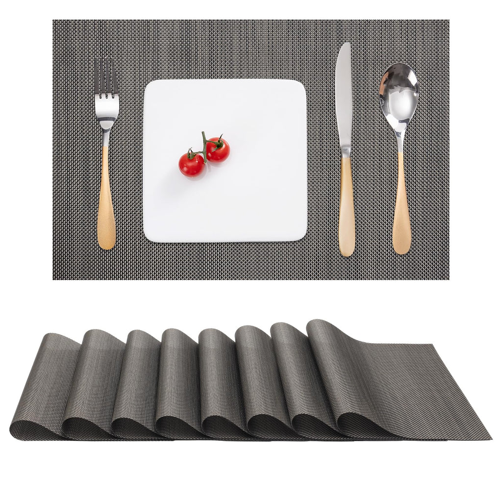 Myir JUN Black Placemats Set of 8 Kitchen and Dining Table Placemats