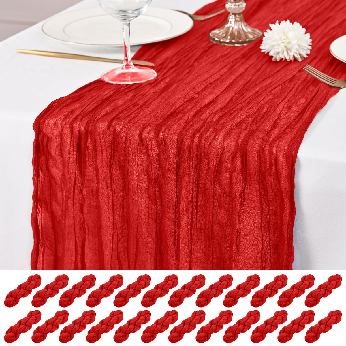 12 Pack Brown Table Runner 10Ft Cheesecloth Table Runner Rustic Gauze Table Runners Romantic Long Sheer Fabric Cheese Cloth Table Runners for Wedding Party Bridal Baby Shower