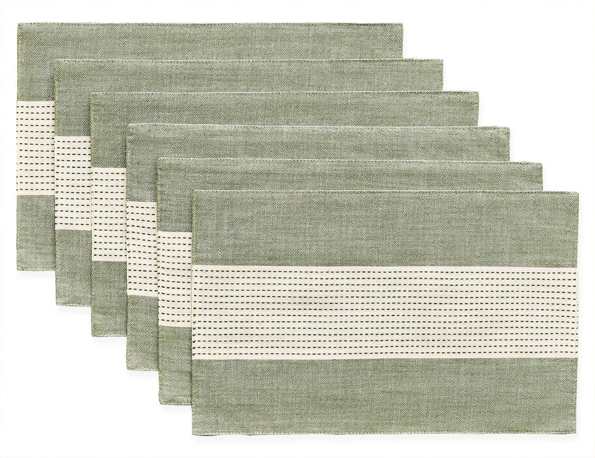 Wracra Linen Table Runner, Stripe Table Runners 72 Inches Sage Green