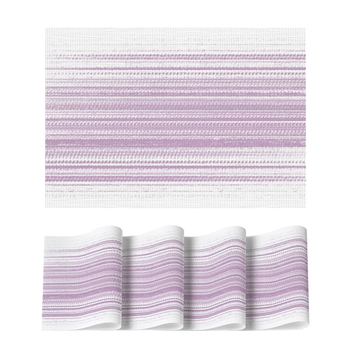 Artoid Mode Purple Gradient Stripes Placemats Set of 4, Washable Heat Resistant Non-Slip Woven Plastic Mardi Gras PVC Place Mats for Farmhouse Party Kitchen Dining Decor