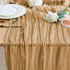 Wokceer Cheesecloth Table Runner Beige 10FT Boho Gauze Runner, 2 Pack