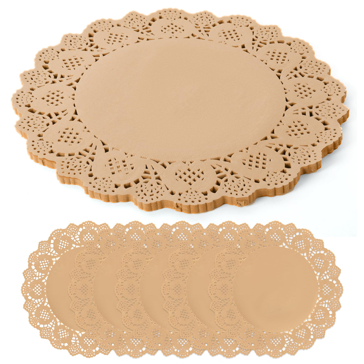 100 Pack 13.5 Inch Round Sage Green Paper Doilies, Disposable Lace Placemat