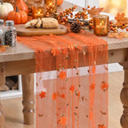 Artoid Mode Pink 3D Flower Gauze Embroidery Table Runner 120 Inch 10FT