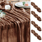 Wokceer Cheesecloth Table Runner Beige 10FT Boho Gauze Runner, 2 Pack