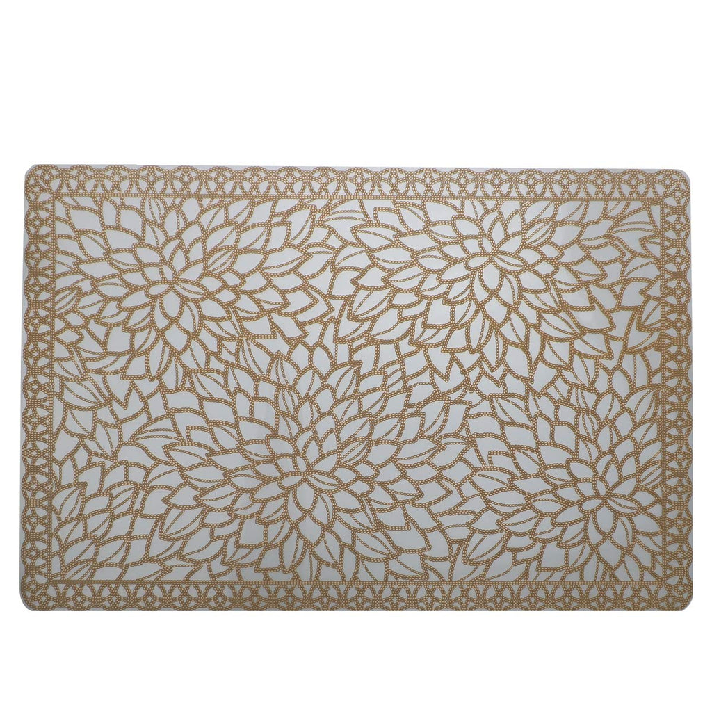 Place Mats PVC Set of 6, Table Placemats Set of 6 PVC Table Mats Natural Color (6 pcs, Red Leaves)