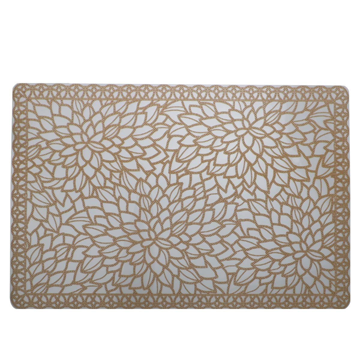 Place Mats PVC Set of 6, Table Placemats Set of 6 PVC Table Mats Natural Color (6 pcs, Red Leaves)
