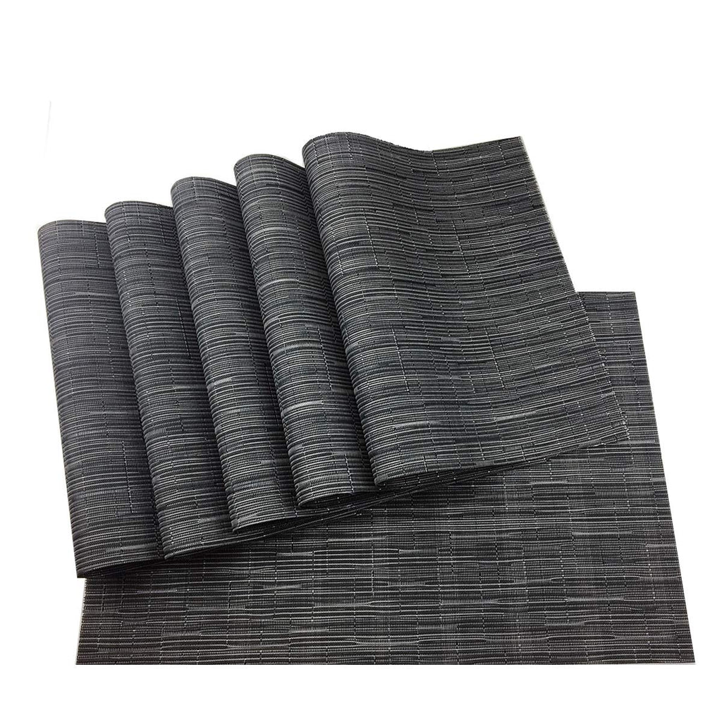 Set of 6 Placemats for Dinning Table, Luxury PVC Woven Vinyl Table Mats,Washable and Heat Insulation Kitchen Place Mats (6 pcs, Red)