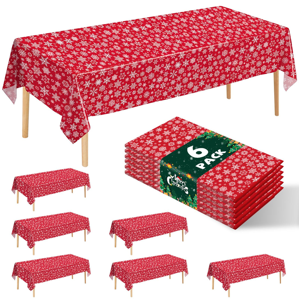 6 Pack Happy Birthday Plastic Tablecloths, 108" x 54" Rectangle Disposable Table Covers for Picnic Birthday Wedding Parties (Balloon)