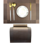 PIGCHCY Place Mats Heat-Resistant Non Slip Placemats Washable Easy to Clean Woven Vinyl Placemats for Dining Table (Set of 4, Brown)