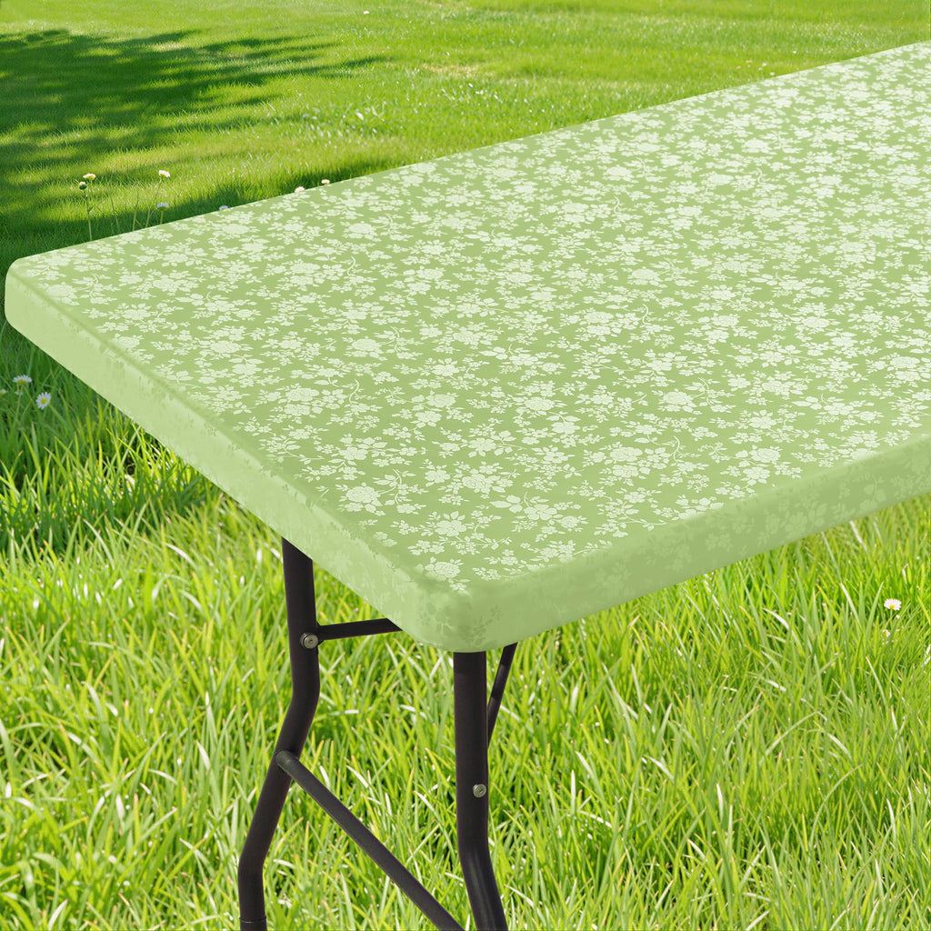 Smiry Heavy Duty Vinyl Fitted Tablecloths for 6 Foot Rectangle Tables