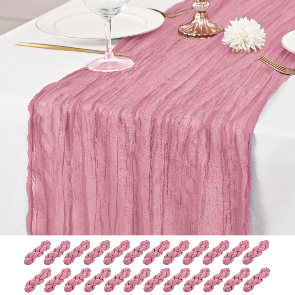 12 Pack Brown Table Runner 10Ft Cheesecloth Table Runner Rustic Gauze Table Runners Romantic Long Sheer Fabric Cheese Cloth Table Runners for Wedding Party Bridal Baby Shower