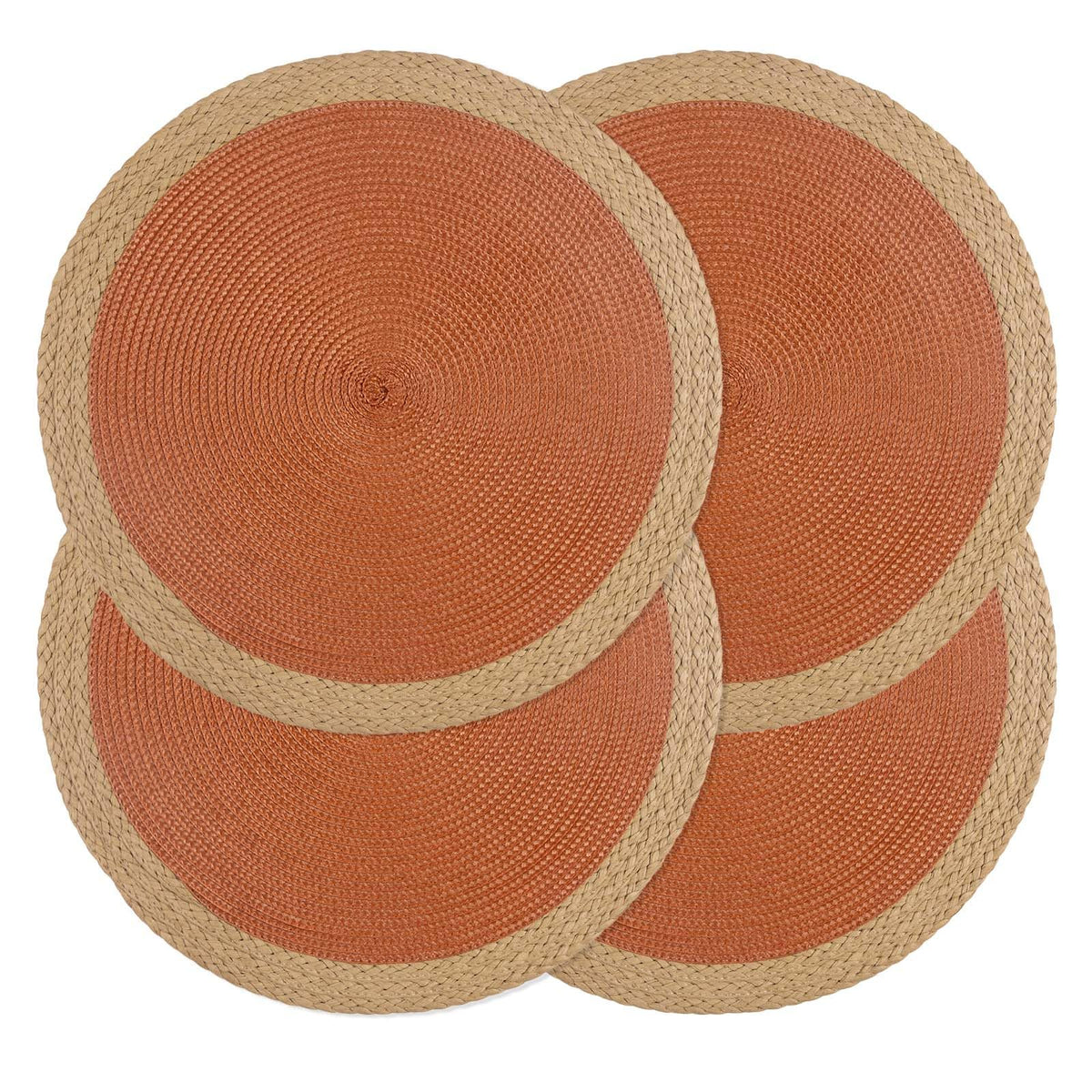 Round Placemats Set of 4, Woven Table Mats, Thin Edge, Green