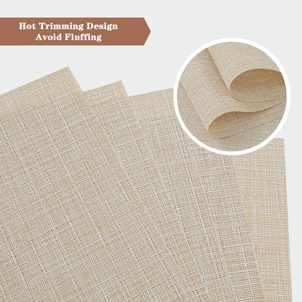 Beige Placemats Set of 2 - Heat-Resistant, Non-Slip Table Mats