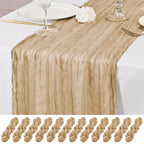 12 Pack Brown Table Runner 10Ft Cheesecloth Table Runner Rustic Gauze Table Runners Romantic Long Sheer Fabric Cheese Cloth Table Runners for Wedding Party Bridal Baby Shower