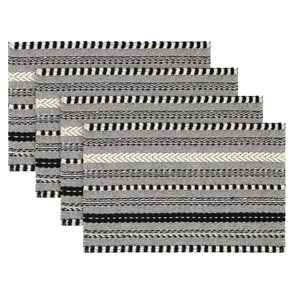 Artoid Mode Pink Woven Braided Stripe Placemats Set of 4-12x18 Inch