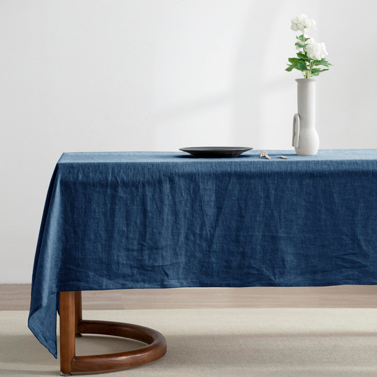 EVERLY 100% Pure Linen Rectangle Tablecloths 60x144Inches for Dining, Buffet Parties, Picnic,Events, Weddings and Restaurants, Decorative Halloween, Thanksgiving Machine Washable Tablecloths-White