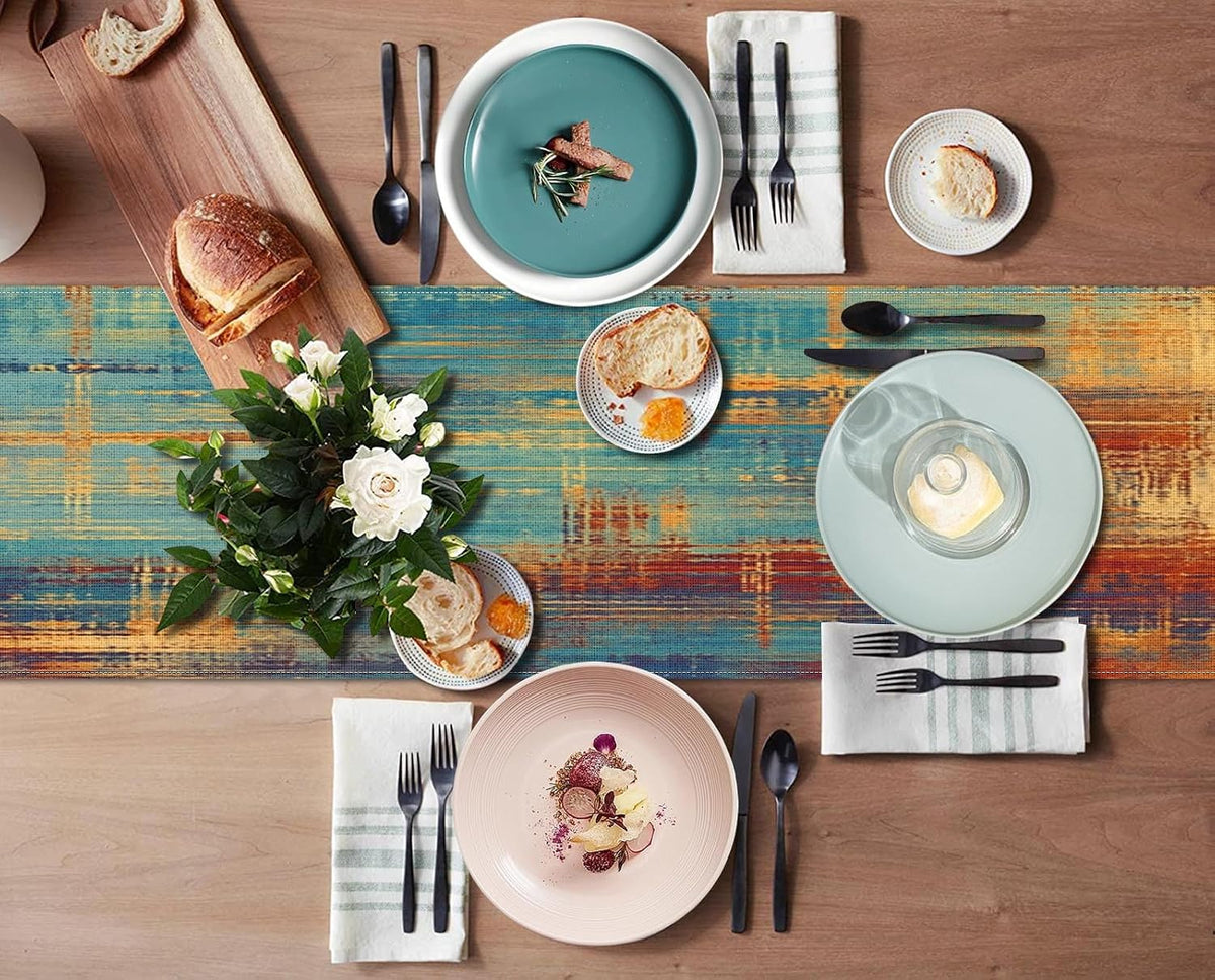 Emvency Table Runner, 13x72 Inch, Abstract Vintage Blue
