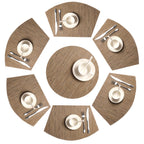 SHACOS Small Round Table Placemats Set of 5 Woven Vinyl Wedge Placemats with Centerpiece Round Table Mats Heat Resistant Wipe Clean (5, Black Gray)
