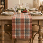 Artoid Mode Rust Farmhouse Plaid Fall Table Runner 13x72 Inch