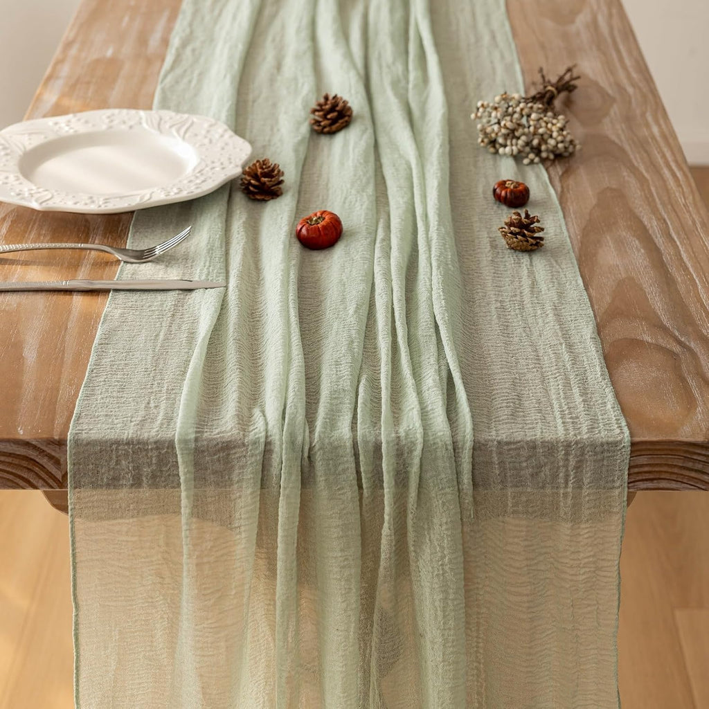 Sage Green Cheesecloth Table Runner 120 Inches Fall Party Home Decorations