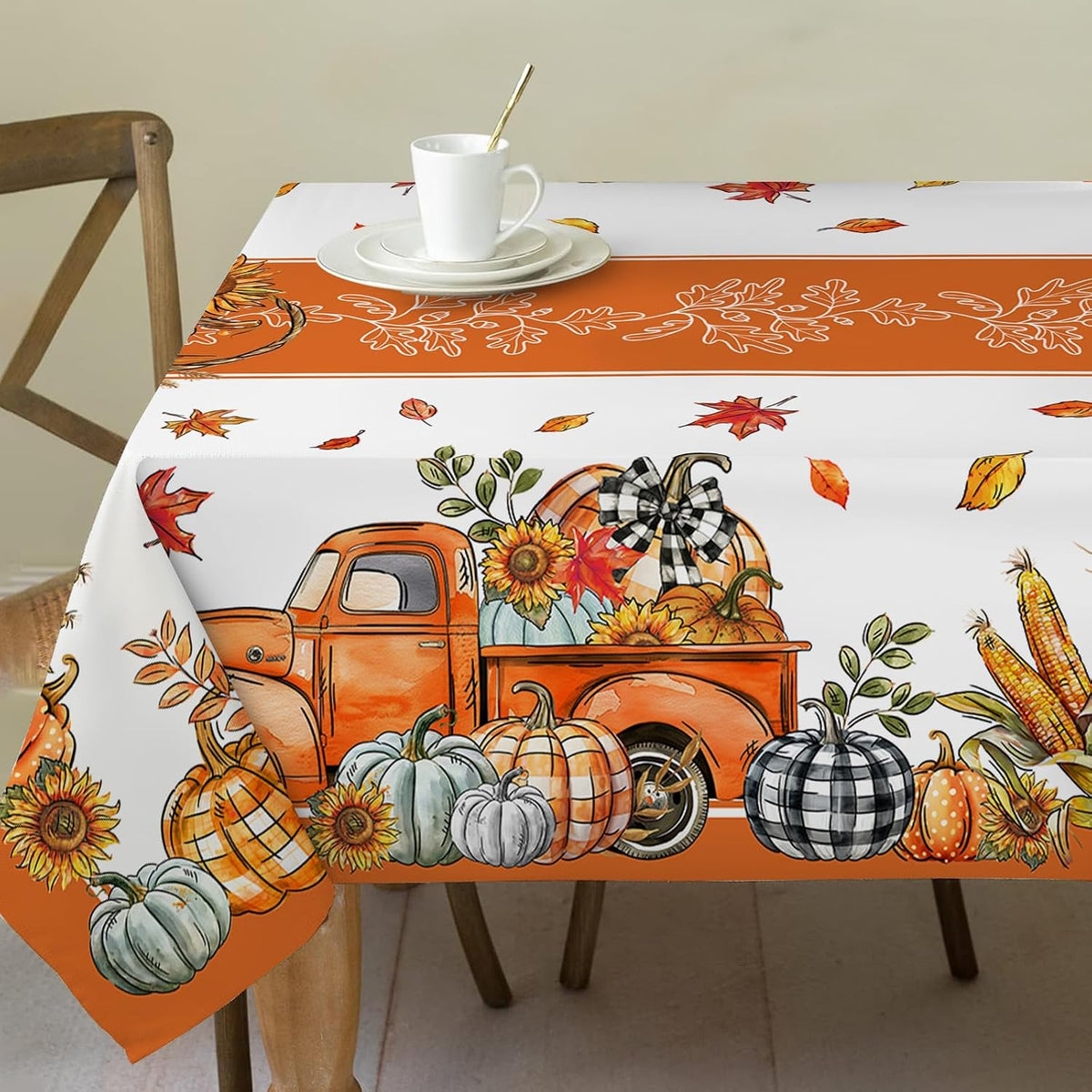 Fall Tablecloth 60x84 Inch Rectangle - Fall Decor Fade Resistant