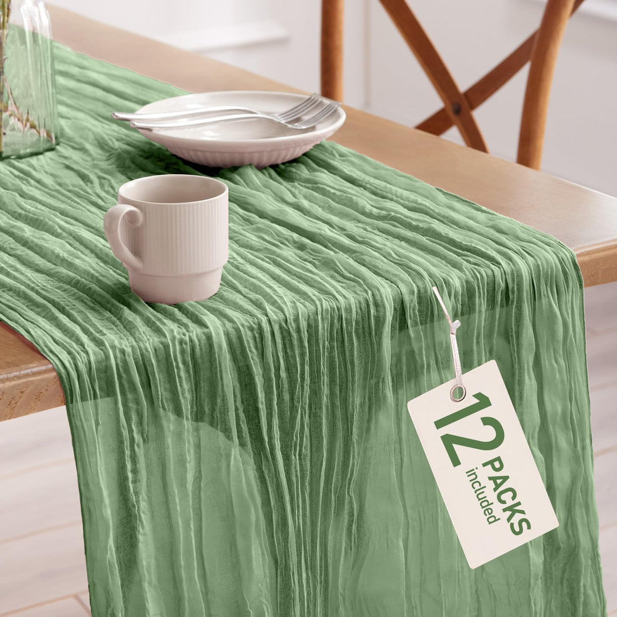 Pureegg 2 Pack Cheesecloth Table Runner 120 Inch Rust