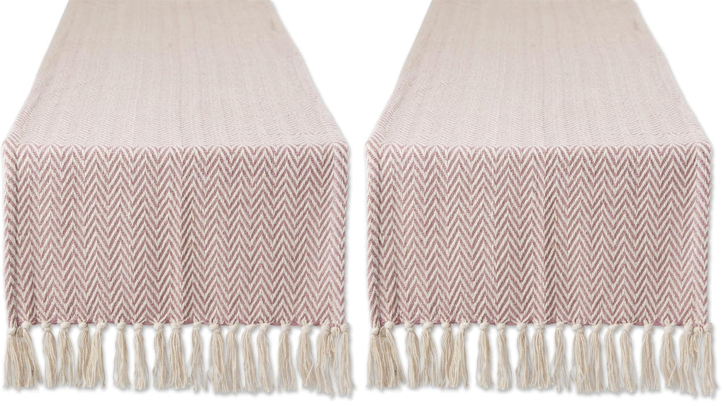 DII Woven Basic Tabletop Collection Chevron Table Runner, 15x72, Off-White