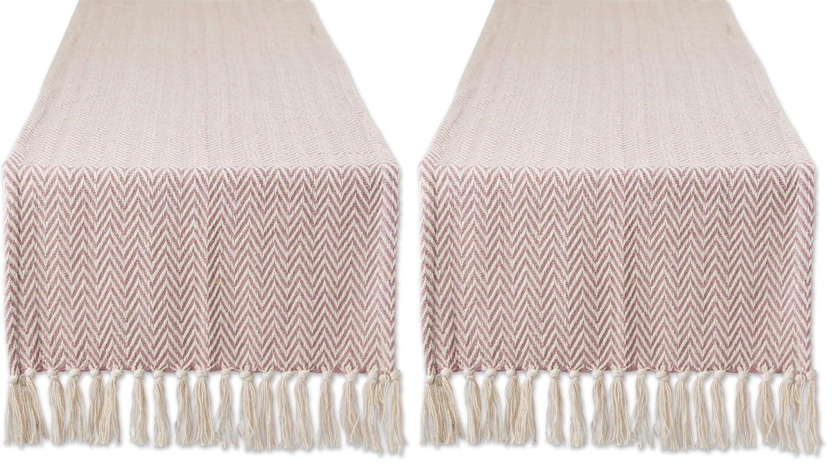 DII Woven Basic Tabletop Collection Chevron Table Runner, 15x72, Off-White