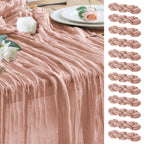 Wokceer Cheesecloth Table Runner Beige 10FT Boho Gauze Runner, 2 Pack