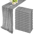 12 Pack 10Ft Cheesecloth Table Runner 35x120 Inch Boho Gauze Rustic Cheese Cloth Long Romantic Table Runner for Wedding Bridal Shower Birthday Party Table Decor (Beige)