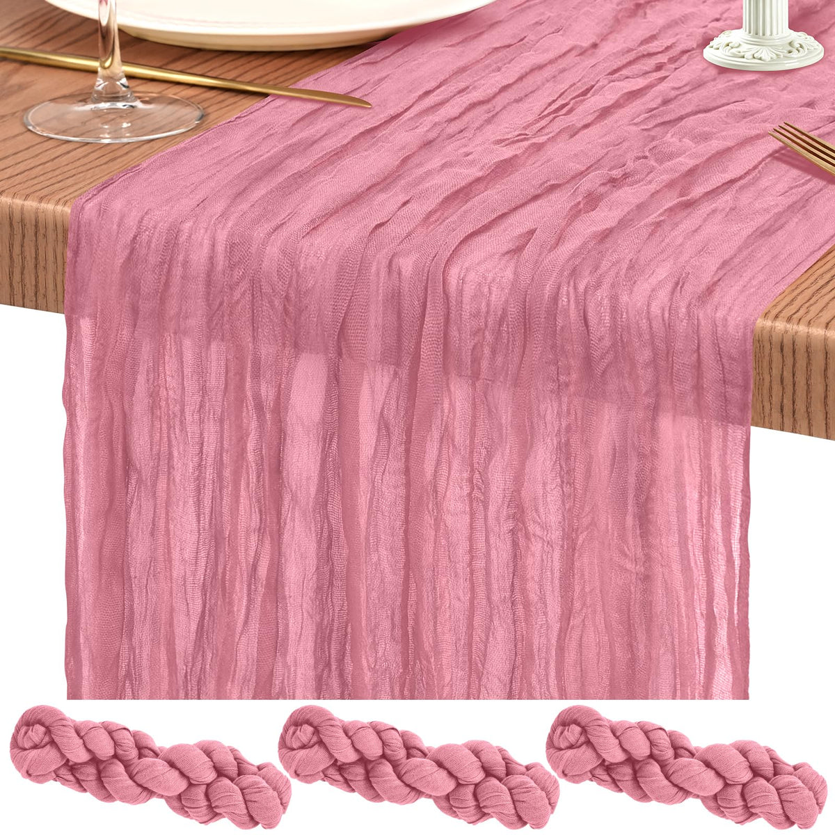 10 Pack Light Pink Cheesecloth Table Runner Wedding Birthday Table Decor