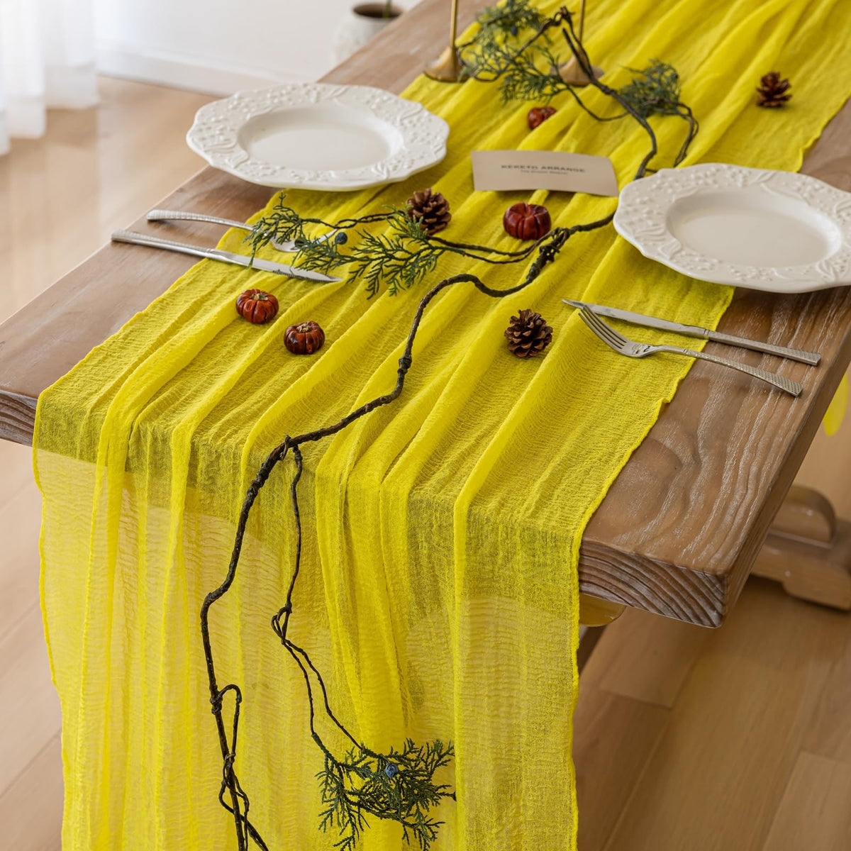 Sage Green Cheesecloth Table Runner 120 Inches Fall Party Home Decorations