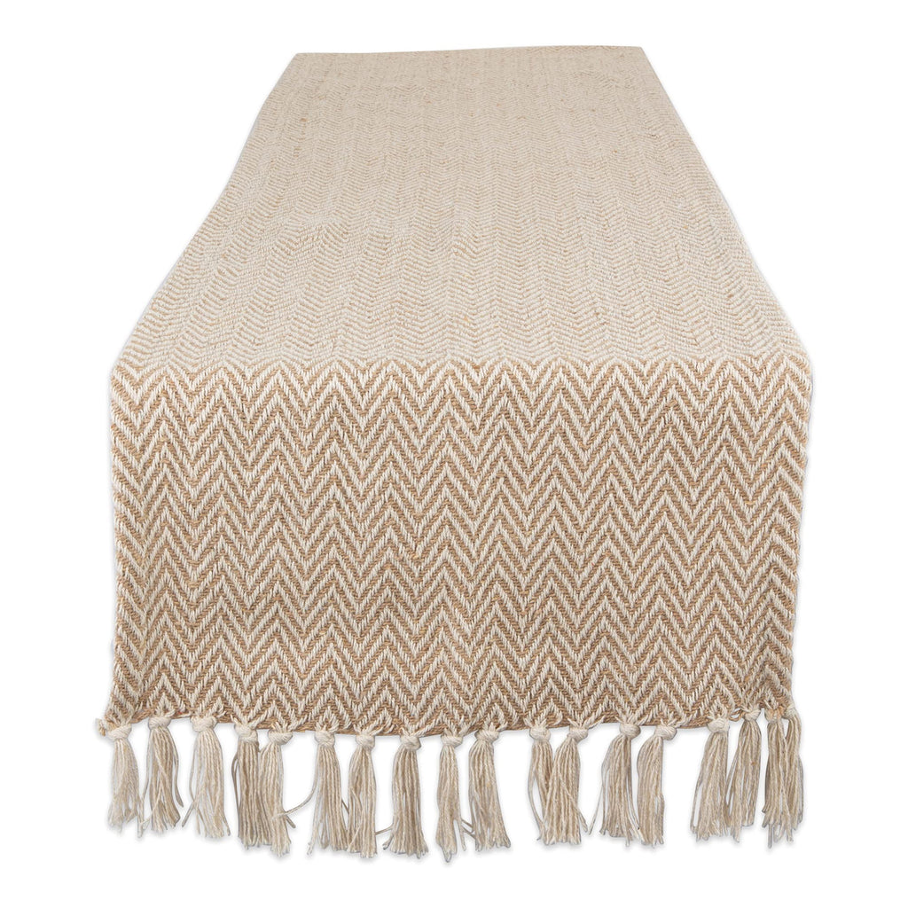 DII Woven Basic Tabletop Collection Chevron Table Runner, 15x72, Off-White