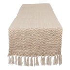 DII Woven Basic Tabletop Collection Chevron Table Runner, 15x72, Off-White