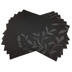 Place Mats PVC Set of 6, Table Placemats Set of 6 PVC Table Mats Natural Color (6 pcs, Red Leaves)