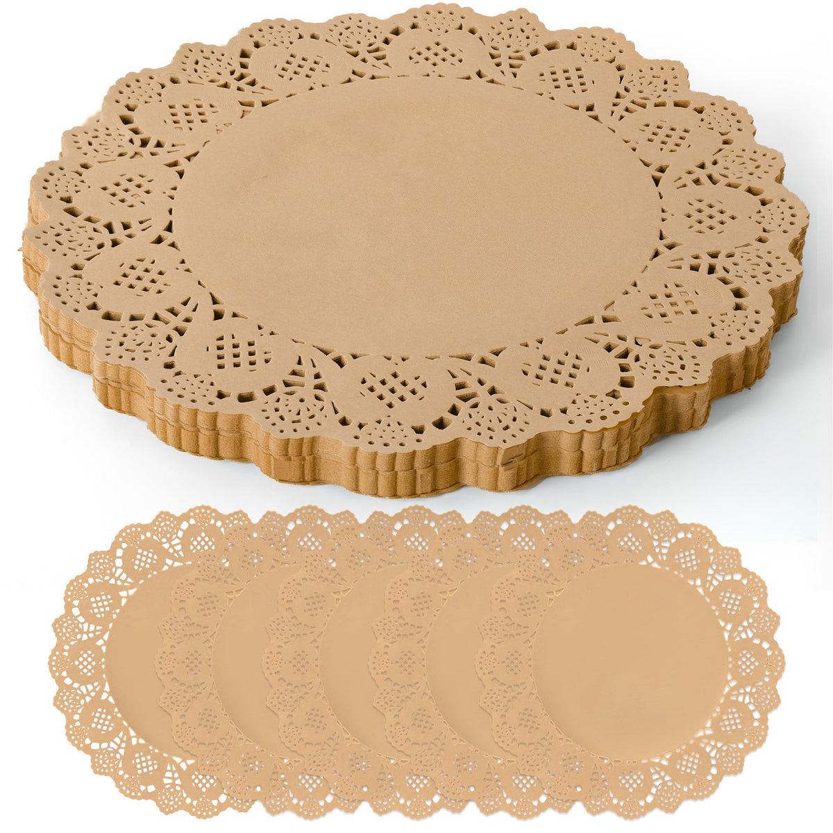 100 Pack 13.5 Inch Round Sage Green Paper Doilies, Disposable Lace Placemat