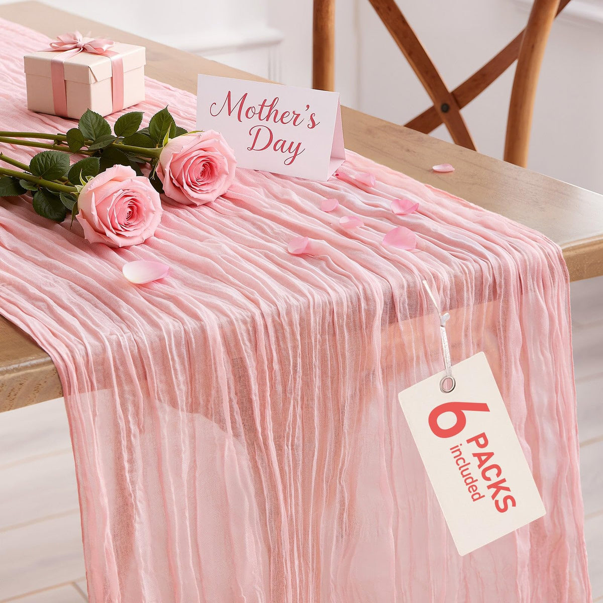 Pureegg 2 Pack Cheesecloth Table Runner 120 Inch Rust
