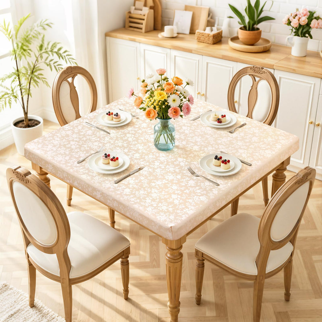 Smiry Heavy Duty Vinyl Fitted Tablecloths for 6 Foot Rectangle Tables
