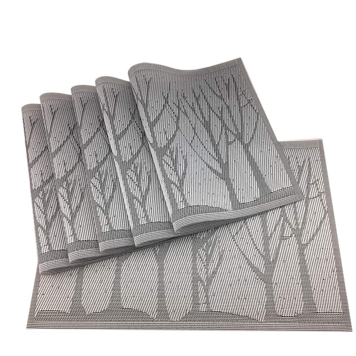 Place Mats PVC Set of 6, Table Placemats Set of 6 PVC Table Mats Natural Color (6 pcs, Red Leaves)