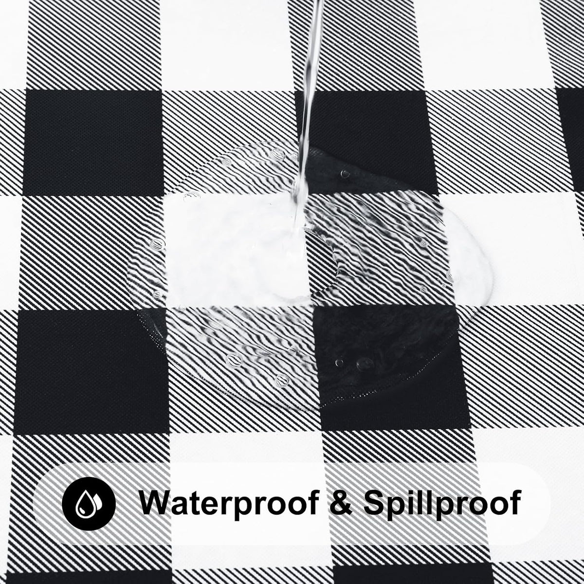 Smiry 45"-56" Picnic Table Cloth, Flannel Backed Vinyl Fitted Tablecloths