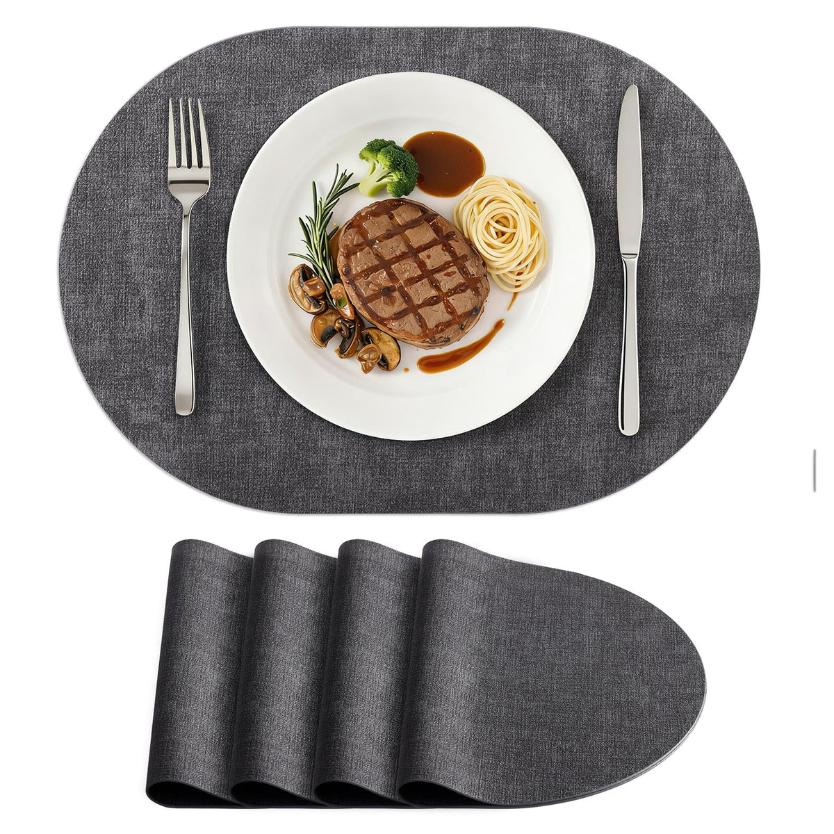 homing Heat Resistant Oval Placemats Set of 6, Navy