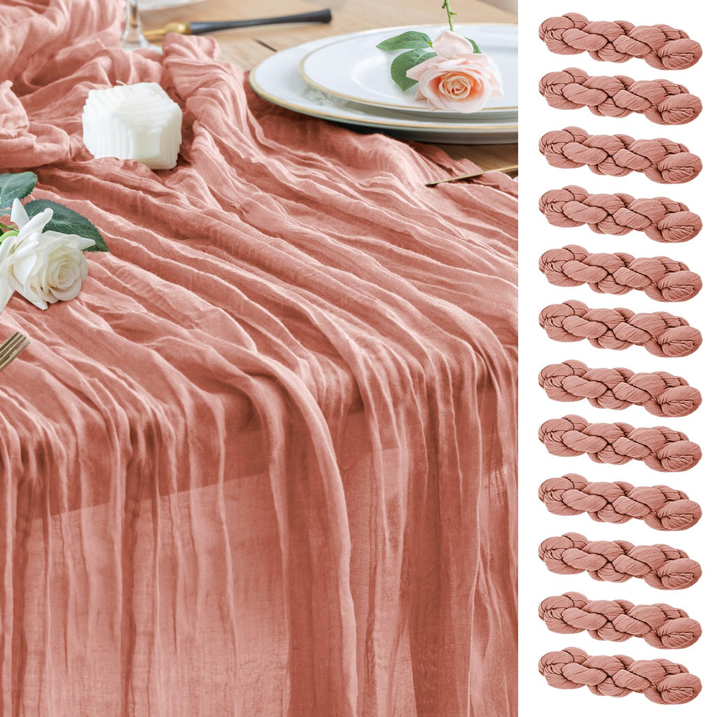 Wokceer Cheesecloth Table Runner Beige 10FT Boho Gauze Runner, 2 Pack