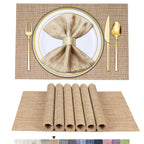 BETEAM Placemats Set of 8, Woven Vinyl Place Mats for Dining Table, Gray