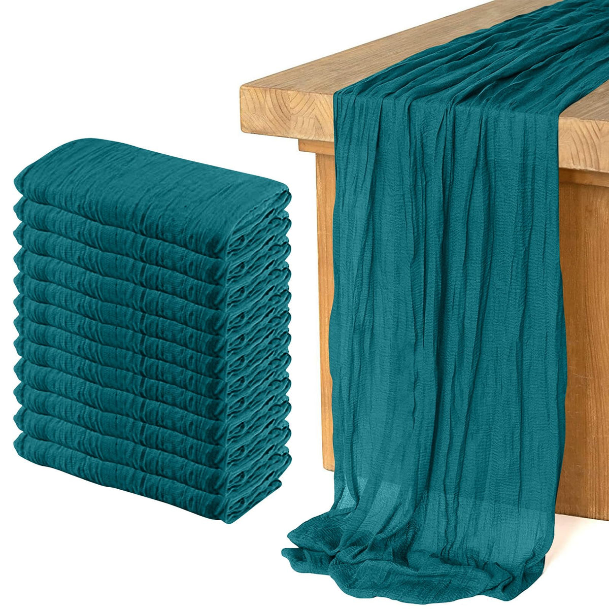 12 Pack Cheesecloth Table Runner, Runner Gauze Boho Wedding Decor Romantic Table Runner for Wedding Birthday Party(35" x 118") (Terracotta)
