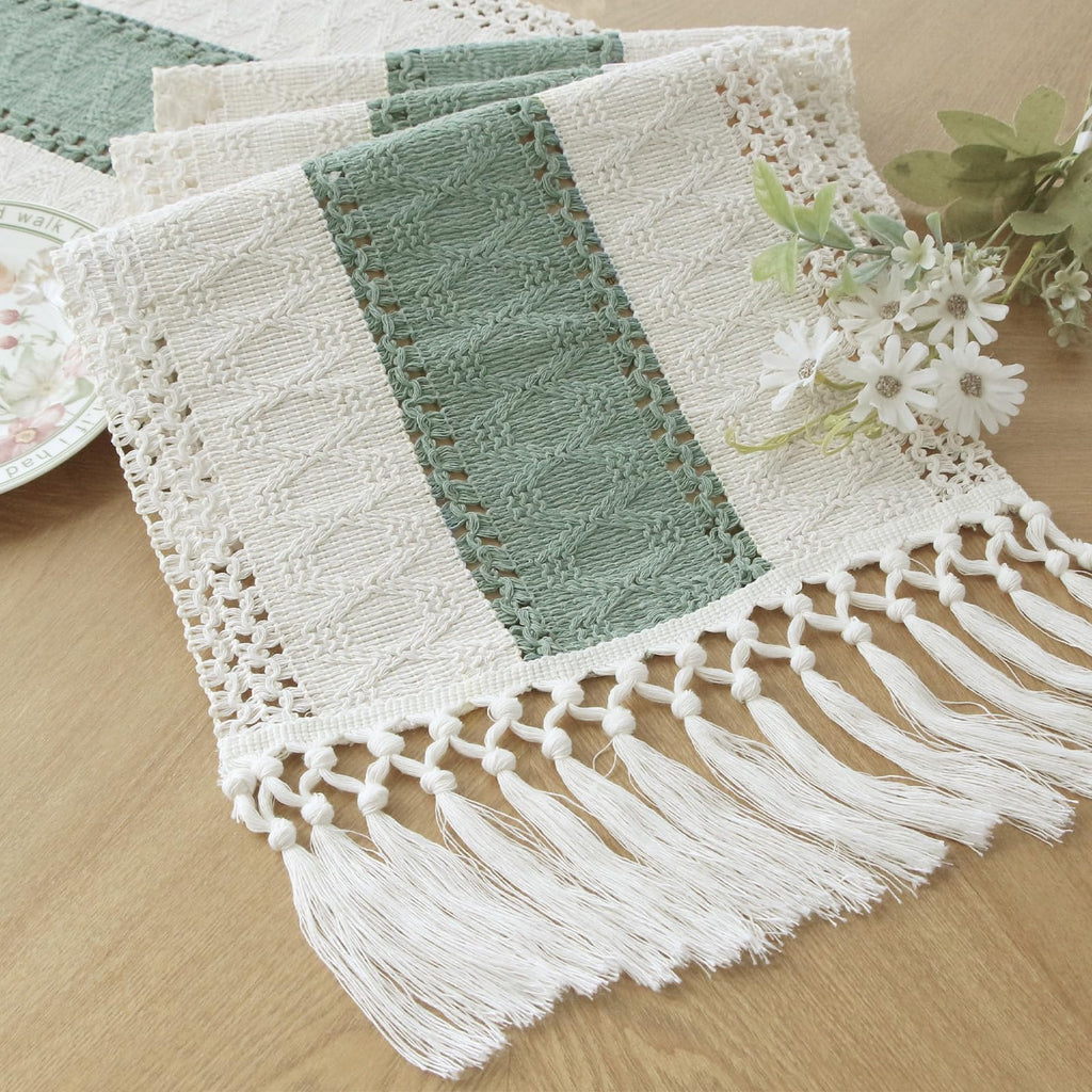 FEXIA Boho Table Runner for Fall Home Decor 12x72 Rustic with Tassels